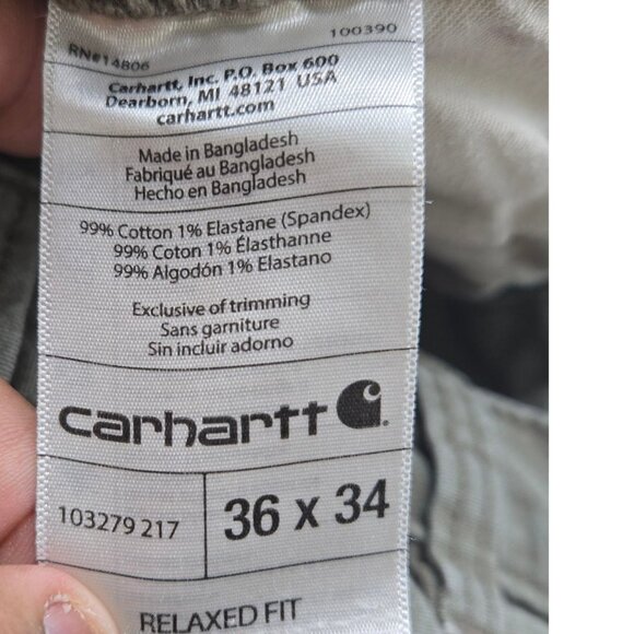Carhartt Rugged Flex Duck Utility Work Pants Mens 36x34 Gray Relaxed Fit Stains - Picture 6 of 12